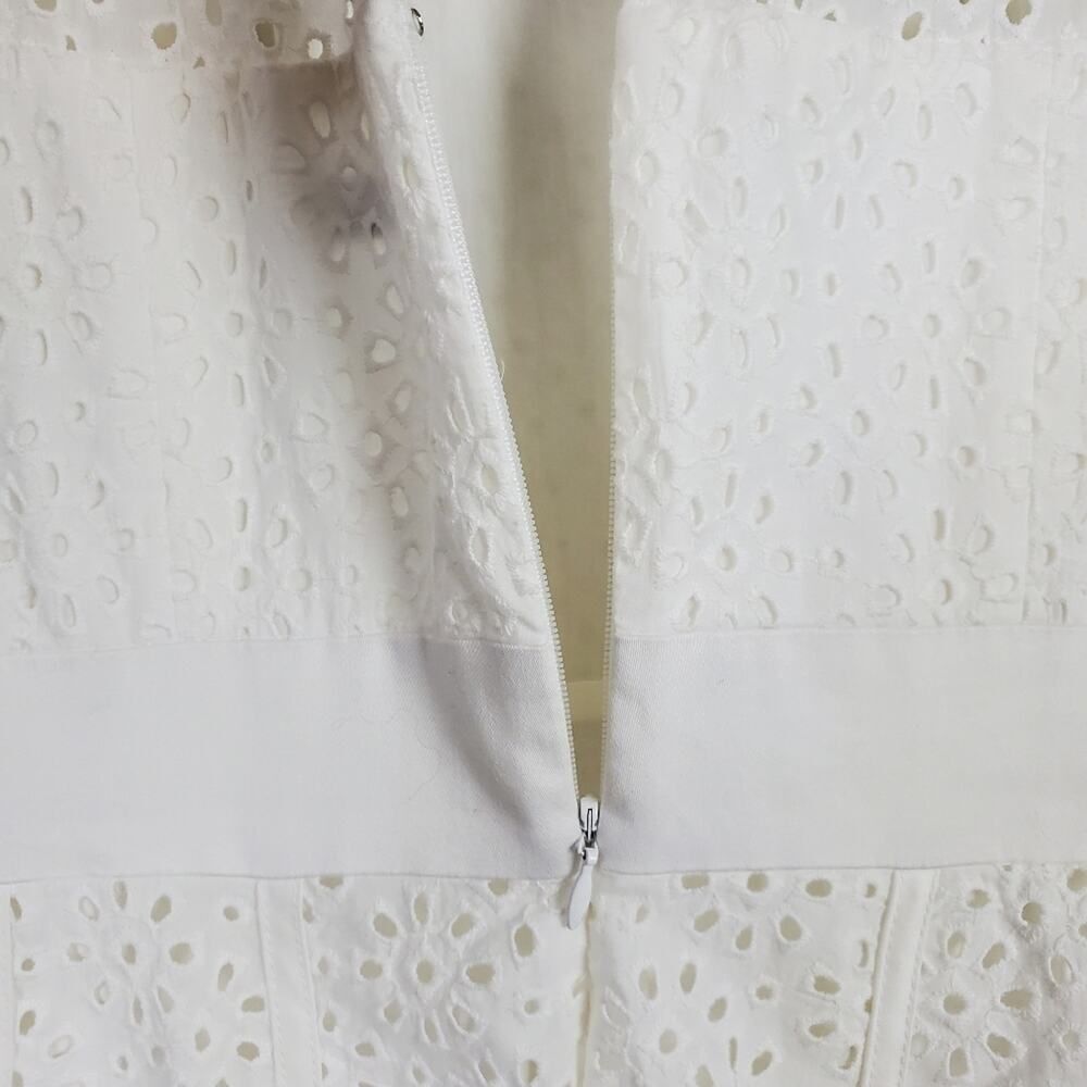 Eliza J Eyelet Fit & Flare Dress White Size 8 - Picture 9 of 11